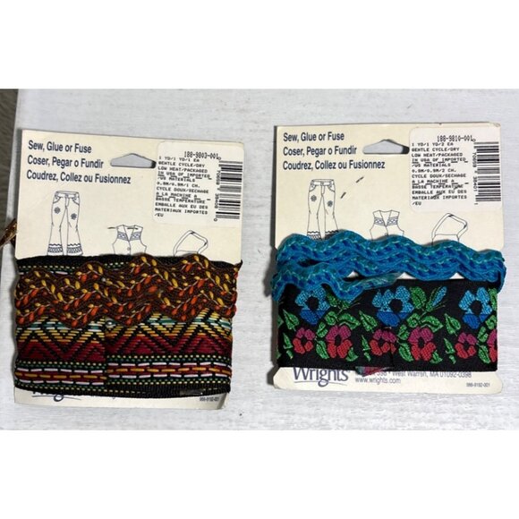 Wrights Jeanius Embelishment Set Jeans Clothing Purses Sew Glue Fuse Trim Floral - Picture 6 of 8
